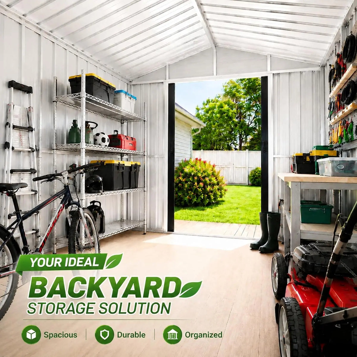 9x6.5 FT Outdoor Storage Shed, Metal Tool Shed with Windows & Secure Lockable Doors, Ideal Storage Garden Shed for, Custom