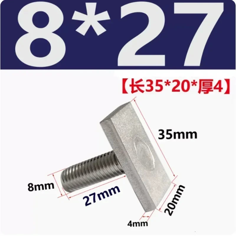 5Pcs Stainless Steel T-Slot Chute Rail Track T Shape Type Rectangle Hammer Head Bolt Screw M6 M8 Hardware Tools Supplies