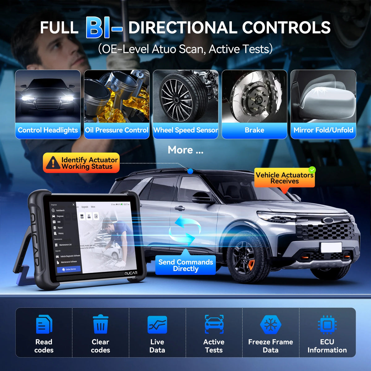 MUCAR 892BT Car Diagnostic Tool AI Full System Scanner Tool 35 Reset ECU Coding Bi-Directional CANFD&Doip Lifetime Free Update