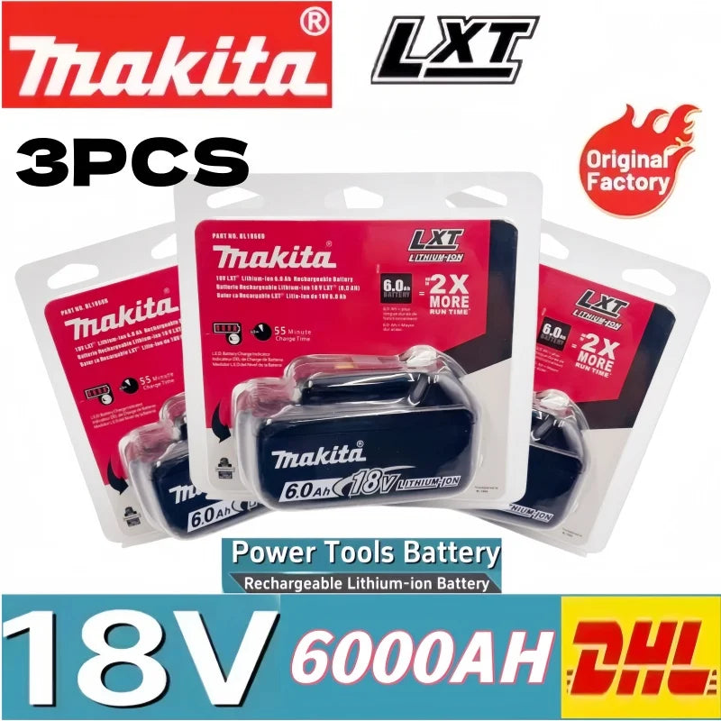 Genuine Makita 18V LXT 6.0Ah Li-ion Rechargeable Battery, Replacement for BL1840 BL1850 BL1860 Power Tool Battery