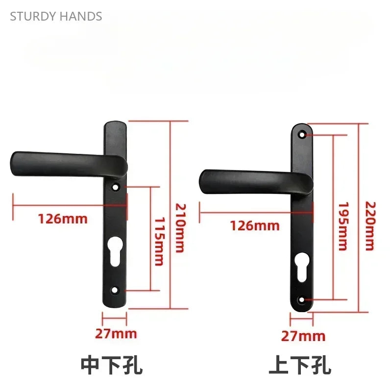 1 Set of Iron Bridge Cutoff Aluminum Flat Door Lock Modern and Simple Flat Open Double-sided Handle Lock Hardware Lock Bedroom