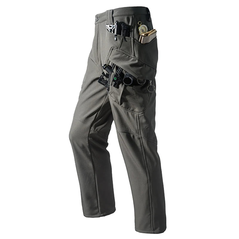 Men's Winter Autumn Fleece Sharkskin Waterproof Tactical Military Camping Hiking Jackets Climbing Hunting Coats Combat Pants