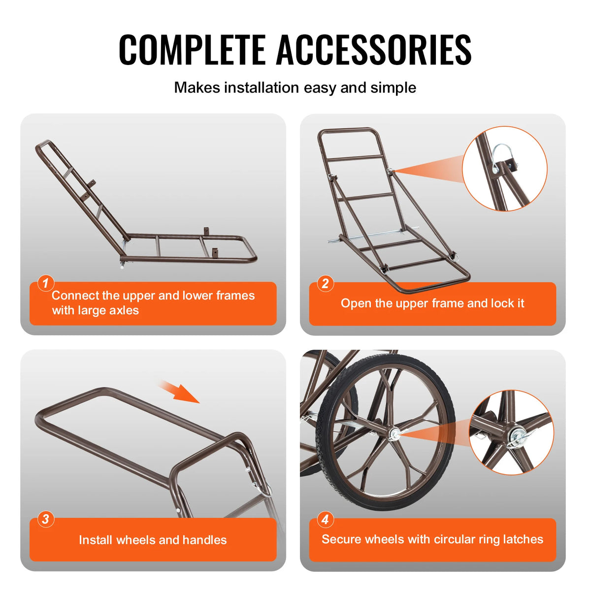 SucceBuy Deer Cart 500 LBS Capacity Folding Game Cart Deer Cart Game Hauler with Big Rubber Wheel & Ergonomic Handle for Hunting