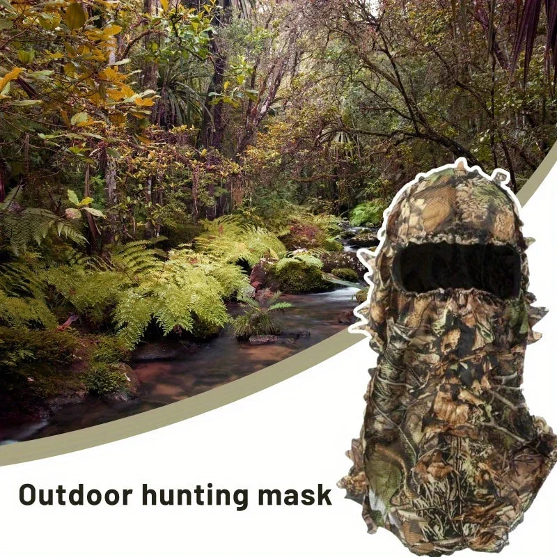 3pcs Suit Camouflage Leafy Hat 3D Full Face Mask Headwear Turkey Camo Hunter Hunting Accessories