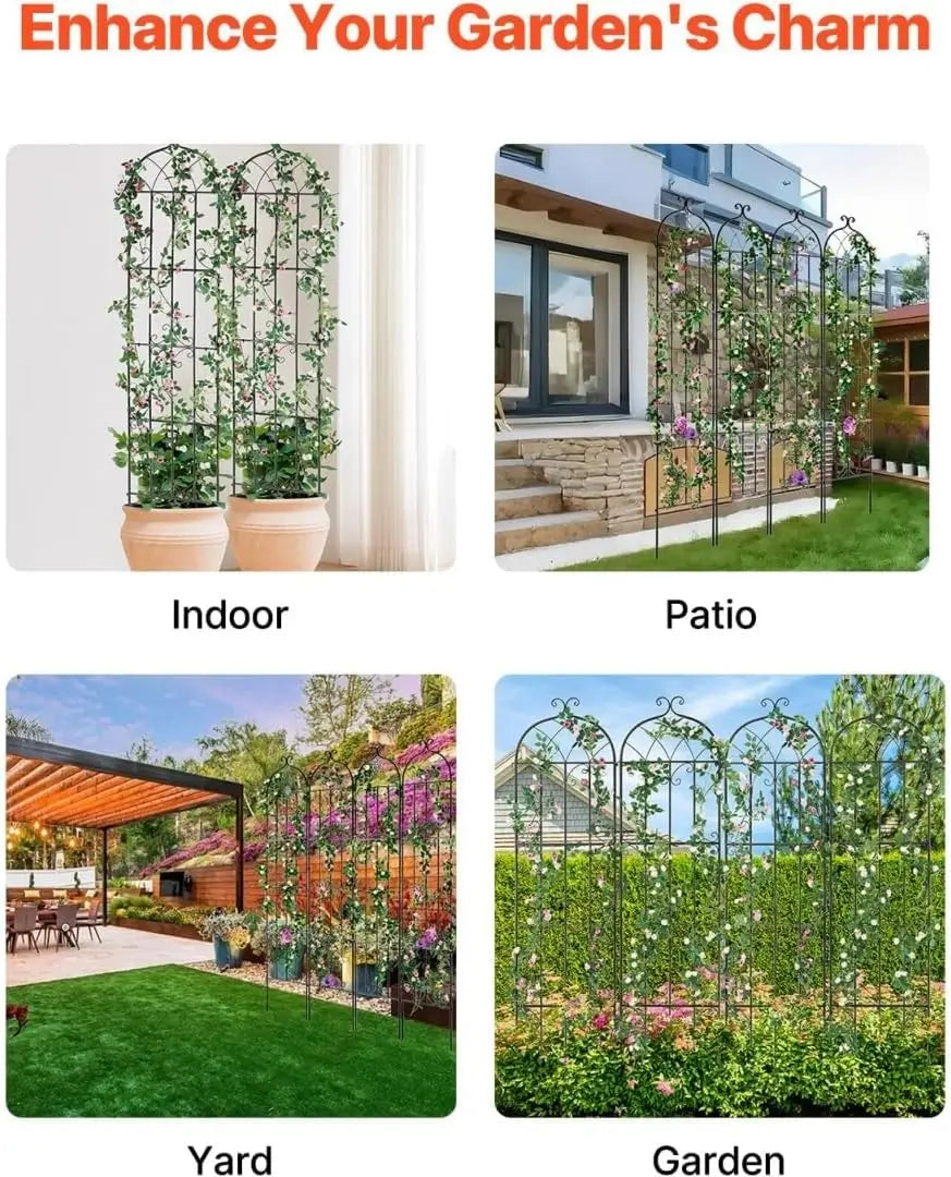 5 X 7 FT Trellis for Climbing Plants, Metal Garden Fence with Sturdy Grid Design, Heavy-Duty Outdoor Plant Support for Roses, Vines, Ivy, Cucumbers, Beans, Patio, Yard, Backyard, Garden Decor