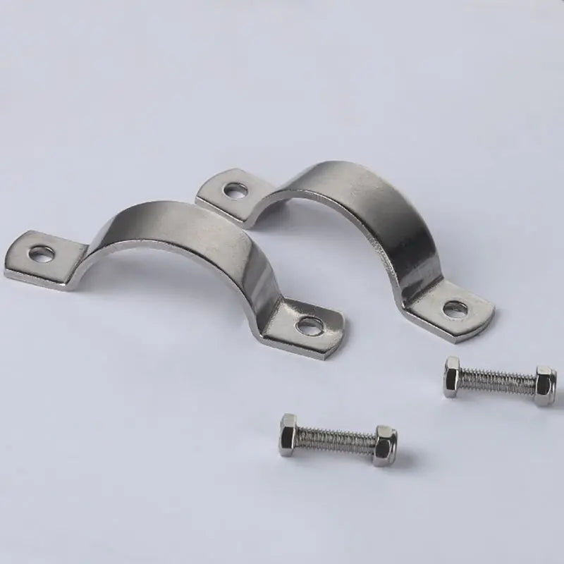 2pcs 304 Stainless Steel Thickened Flat Pipe Support Clamp Pipe Bracket Clamp Heavy Duty Rigid Split Ring Hanger 12-133mm 파이프클램프