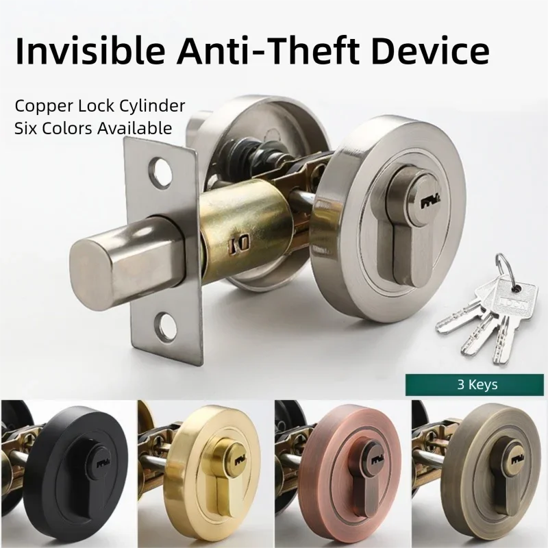 Multi-Color Household Invisible Lock Indoor Anti-Theft Lock Single-Sided Hidden Lock Bedroom Storage Basement Door Lock