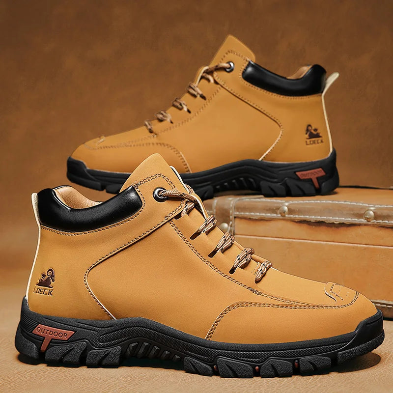 High-Top Men's Hiking Boots for Outdoor Driving Camping Picnic - Durable Comfortable Men's Mountain Climbing Shoes