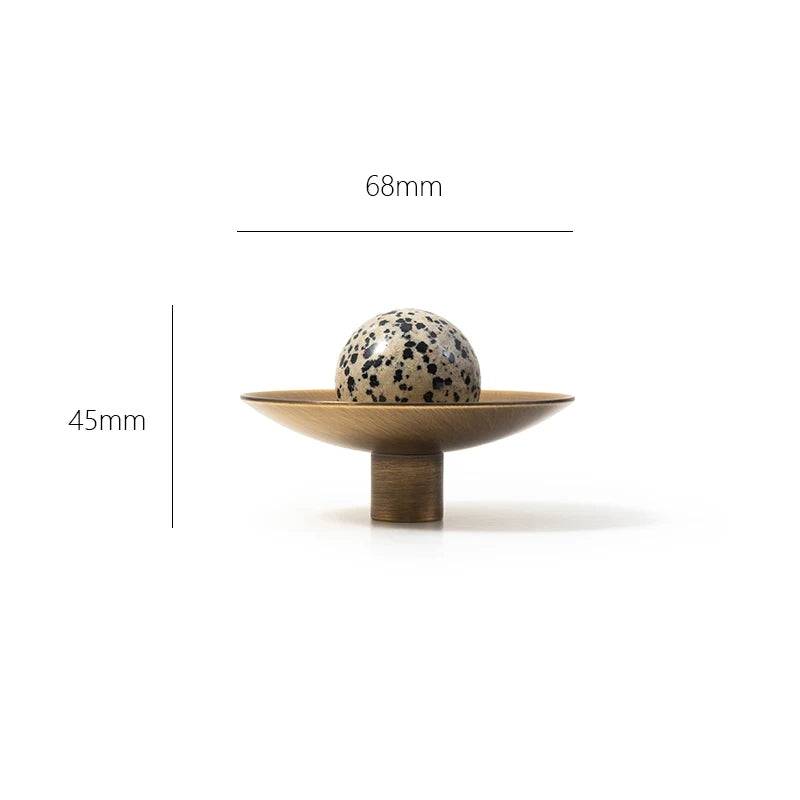 Tinyhob Vintage Antique Bronze Spotted Stone Kitchen Cabinet Furniture Handle with Base / Brass Cupboard Pull Shoe Cabinets