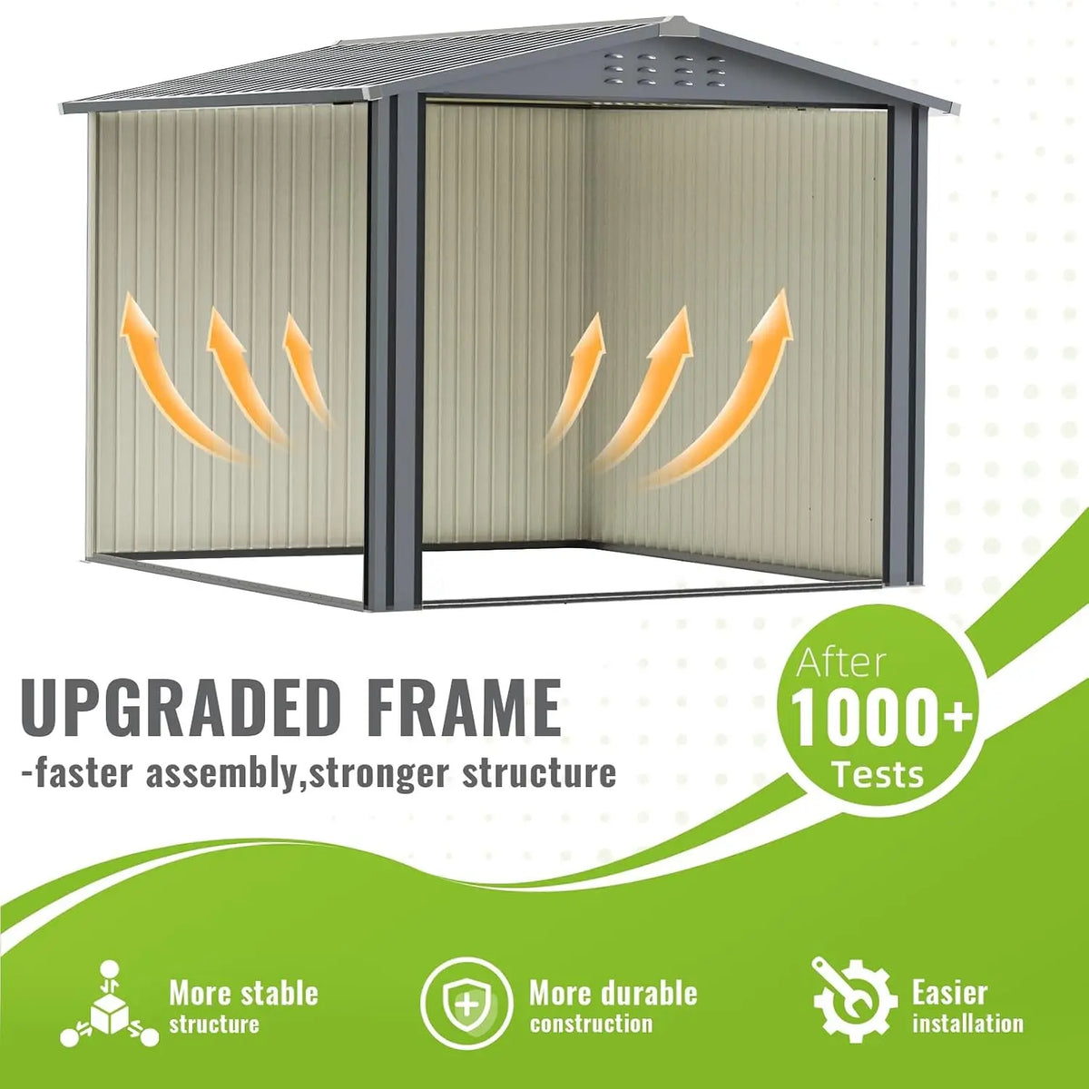 8 X 8 FT Metal Outdoor Storage Shed, Waterproof Garden Utility Shed with Lockable Door, All-Weather Storage Shelter for, Custom