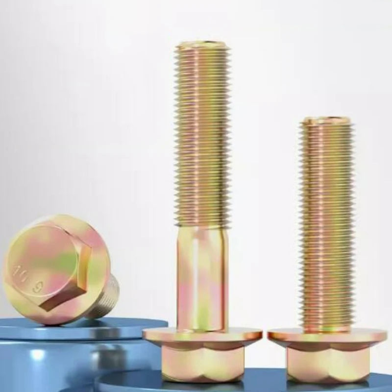 M10 M12 M14 M16 Grade 10.9 Color Zinc Plated  Fine Thread Hexagonal Flange Bolts Hex Head Screws Full Thread/Partial Thread