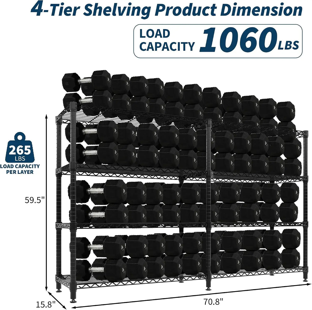 4-Tier Heavy Duty Metal Storage Shelving Unit, 70.8"W X 15.8"D X 59.5"H – Adjustable Wire Shelves, Convertible L-Shaped Rack for Kitchen, Pantry, Garage & Commercial Use