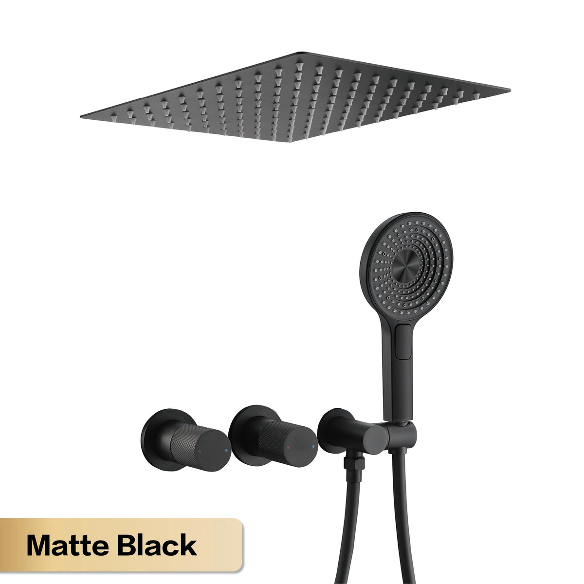 AITANA Minimalist Gun Grey Brass Ceiling Shower System Hidden Embedded Dual Handle Cold and Hot Water 2-Function Bathroom Mixer