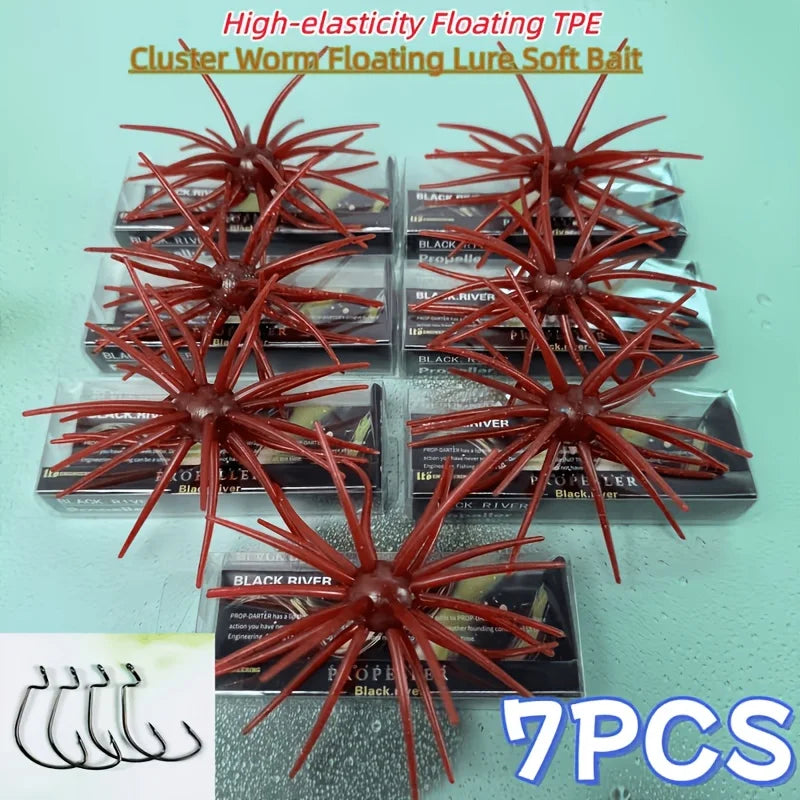 7Pcs 11cm/8.7g Sea Urchin Fishing Lures TPE Soft Bait Silicone Baits For Bream Sea Bass Mandarin Fishing Tilapia Trout