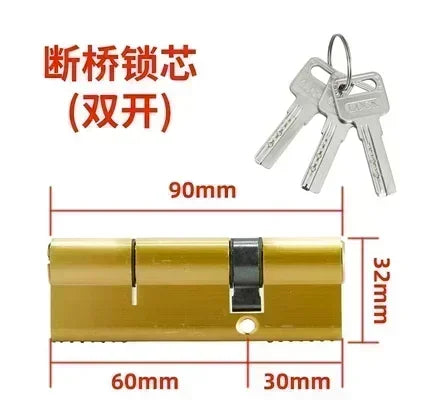 1 Set of Iron Bridge Cutoff Aluminum Flat Door Lock Modern and Simple Flat Open Double-sided Handle Lock Hardware Lock Bedroom