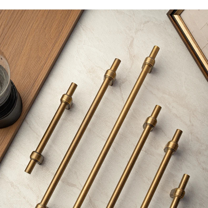 Santaya Solid Brass Cabinet Handle and Knob Drawer Knobs T Bar Bedroom Kitchen Handle Hardware / Drawer Pulls Antique Bronze