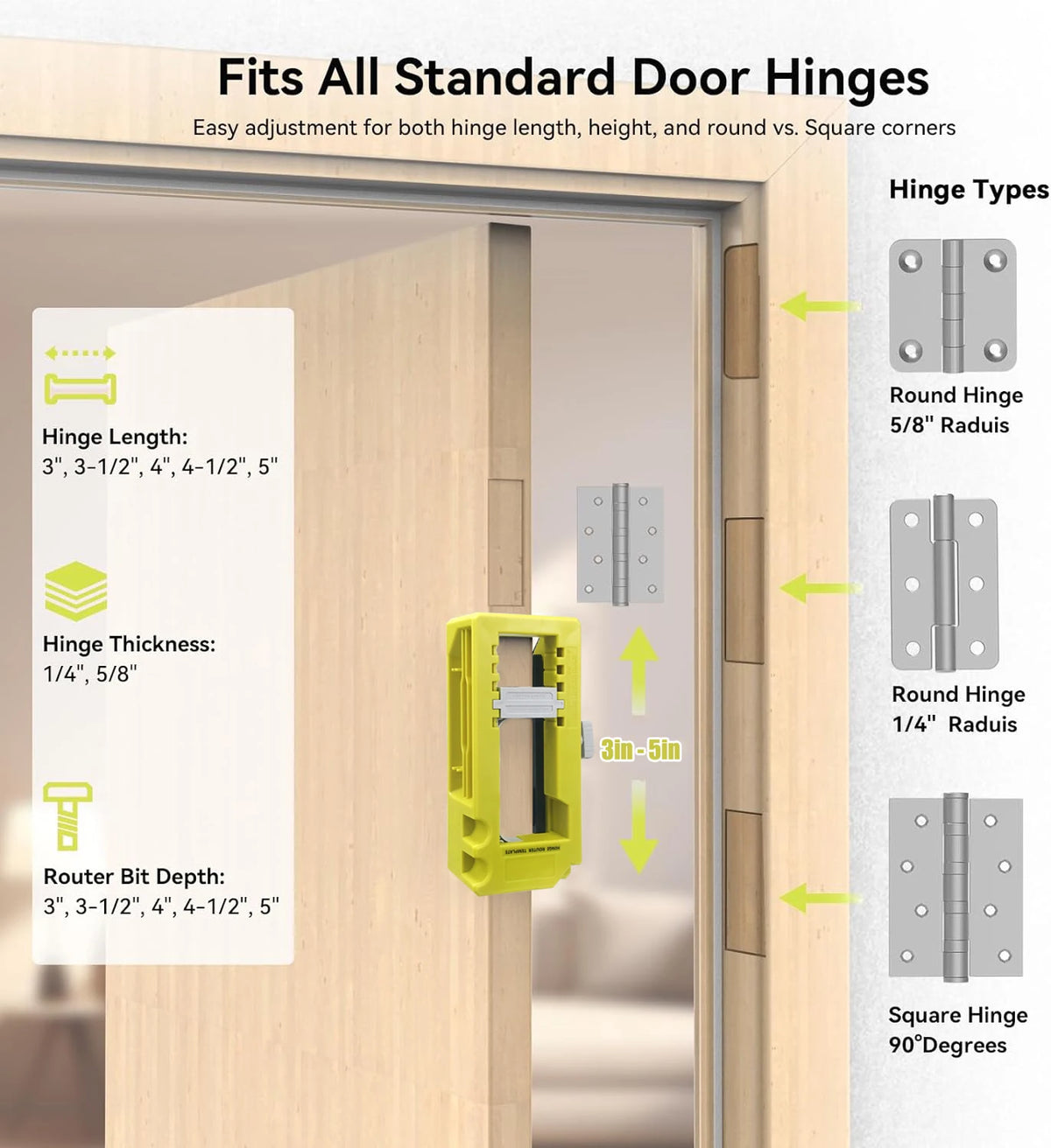 Door Hinge Jig Door Hinge Mortiser Hinge Installation Kit Door Hinge Router Template For 3 Inch to 5 Inch Hinges