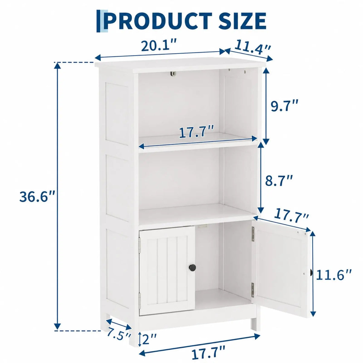 Freestanding Narrow Storage Cabinet with Doors, Adjustable Shelves Slim Floor Organizer for Bathroom or Entryway, Toilet Paper Storage