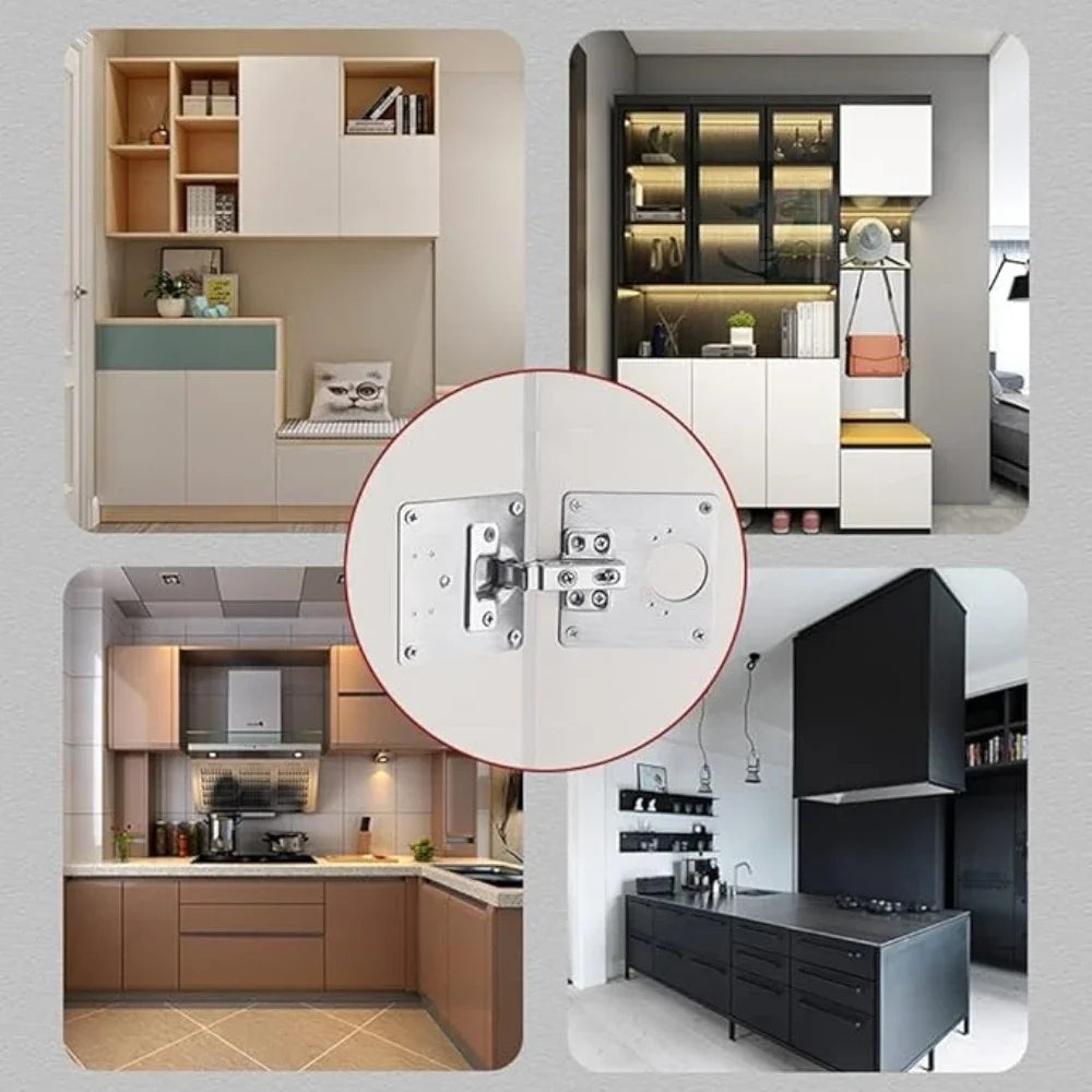 2-100Set Cabinet Hinge Repair Plate Kit Stainless Steel Door Hinge Mounting Plate Cabinet Door Hinges Repair Mount Tool