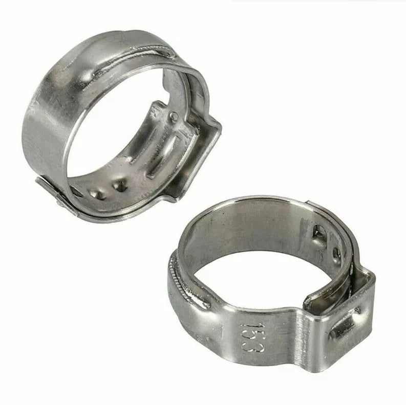 100pcs Single Ear Hose Clamps (5.3-15.3mm) 304 Stainless Steel O Fuel Pipe Clip Hose Set for Auto/Home Appliance/Pipe/Fuel Line
