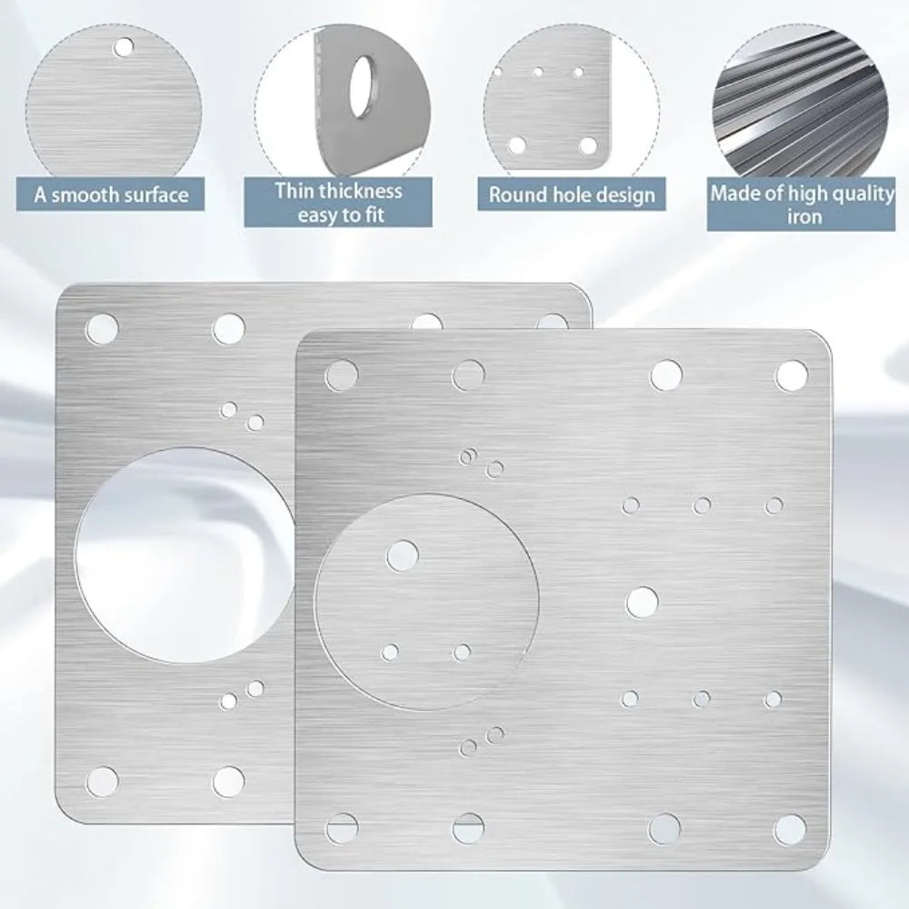 2-100Set Cabinet Hinge Repair Plate Kit Stainless Steel Door Hinge Mounting Plate Cabinet Door Hinges Repair Mount Tool
