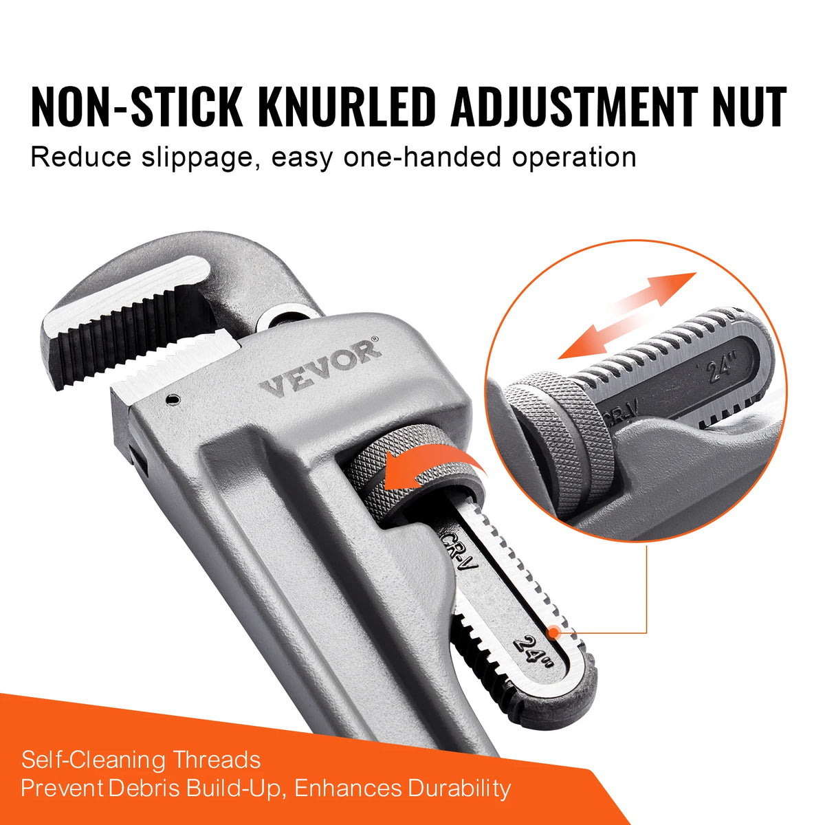 SucceBuy Pipe Wrench Aluminum Straight Pipe Wrench Adjustable Plumbing Wrench High Strength Jaw & Ergonomic Handle Automotive