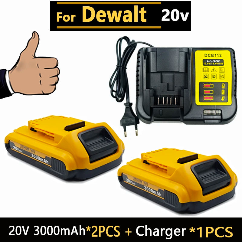 for Dewalt 20V Battery, 3AH 6AH 8AH 12AH Lithium Ion Battery, for Dewalt DCB200 DCB206 DCD805 Power Tool Replacement Battery