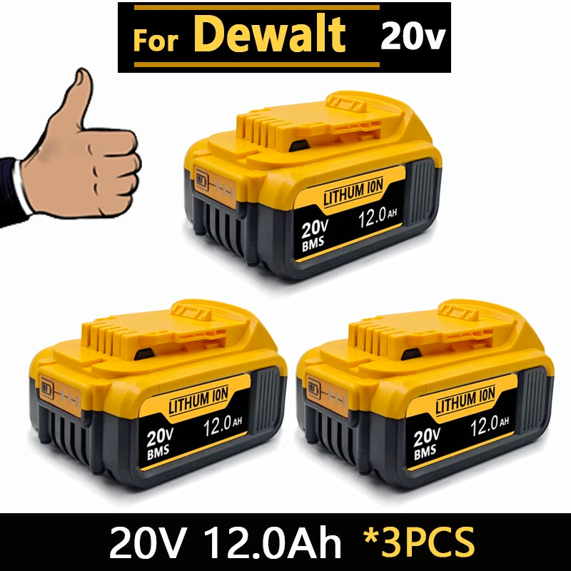 for Dewalt 20V Battery, 3AH 6AH 8AH 12AH Lithium Ion Battery, for Dewalt DCB200 DCB206 DCD805 Power Tool Replacement Battery