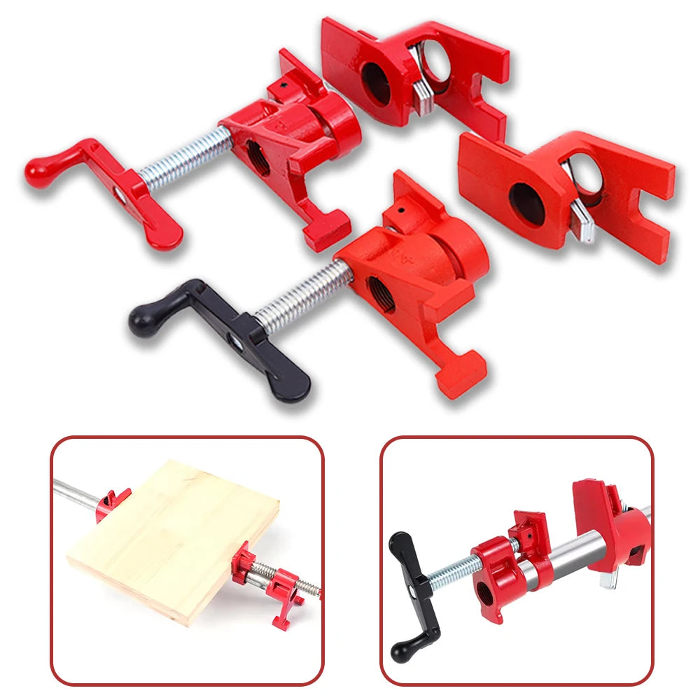 1/2" 3/4" Heavy Duty Pipe Clamp Wood Gluing Pipe Clamp Set Woodworking Board Conntacting Fixture Carpenter Hand Tool