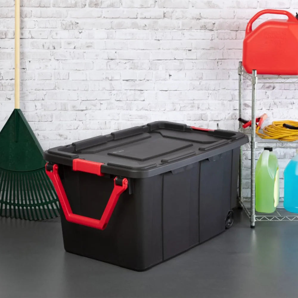 Heavy Duty 40 Gallon Wheeled Industrial Storage Tote, 4-Pack, Black Customized