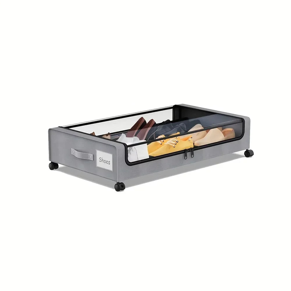 2026 Underbed Storage Container With Wheels Lids Space Saving Pull Out Organizer for Clothes Shoes Bedroom Dorm Household Use