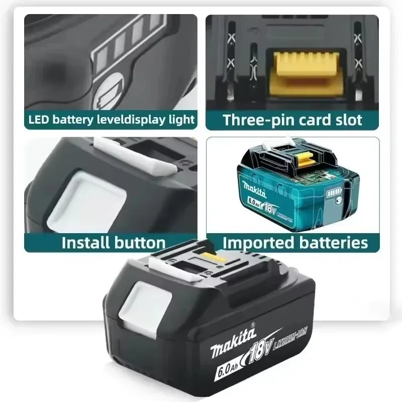 Original Makita 18V DDF487 BL1860 BL1850B BL1850 BL1840 BL1830 Screwdriver Battery Charger 18v Replacement Power Tool Batteries