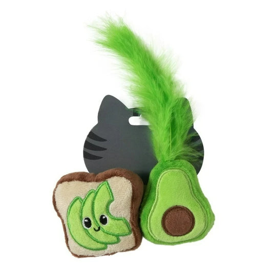 Avocado Toast Catnip Interactive Plush Cat Toy, Multicolor, Pack of 2