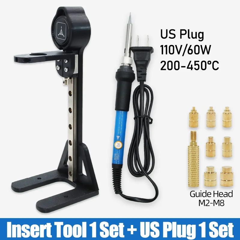Heat Set Insertion Tool M2 M3 M4 M5 M6 M8 Brass Thread Insert Nut Soldering Iron Tip Copper Embedded Kit for Plastic 3d Printing
