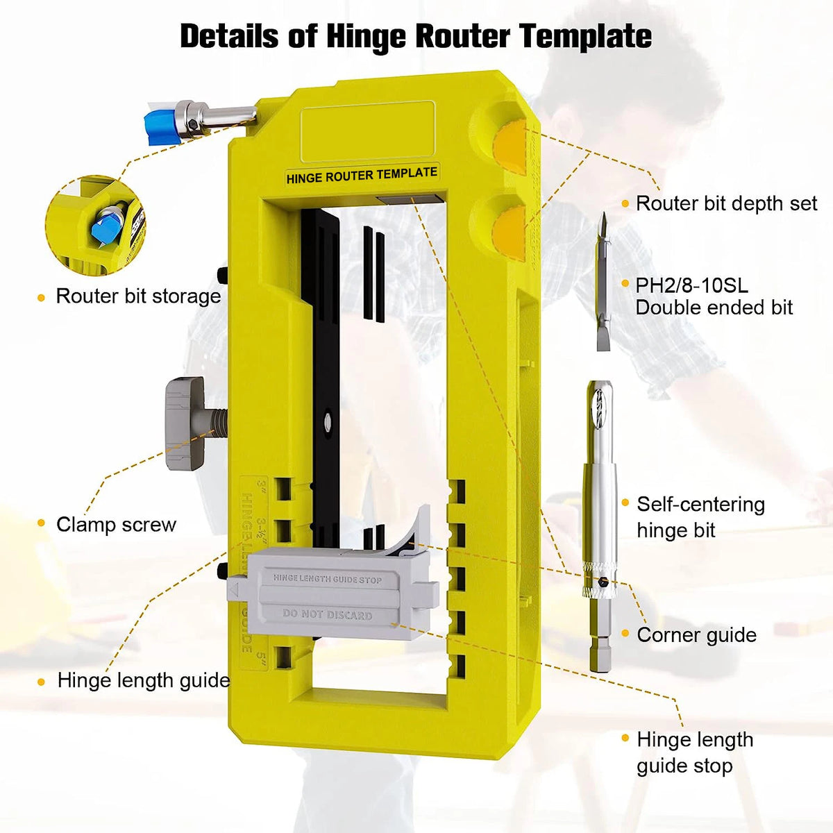 Door Hinge Jig Door Hinge Mortiser Hinge Installation Kit Door Hinge Router Template For 3 Inch to 5 Inch Hinges