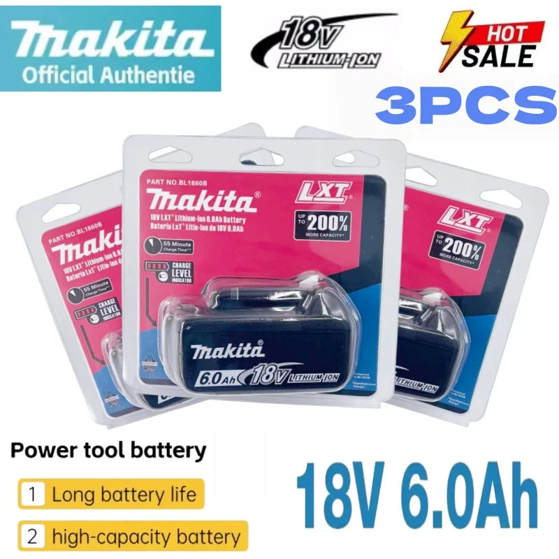 Genuine Makita 18V LXT 6.0Ah Li-ion Rechargeable Battery, Replacement for BL1840 BL1850 BL1860 Power Tool Battery
