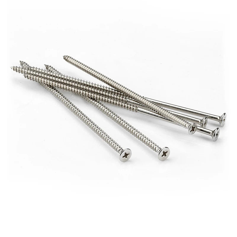 M5 Extended Flat Head Self Tapping Screw, Countersunk Screw 304 Stainless Steel Switch Socket Wooden Screw