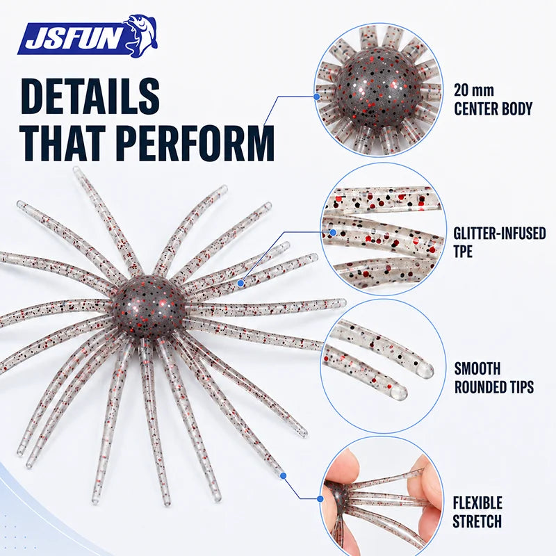7Pcs 11cm/8.7g Sea Urchin Fishing Lures TPE Soft Bait Silicone Baits For Bream Sea Bass Mandarin Fishing Tilapia Trout