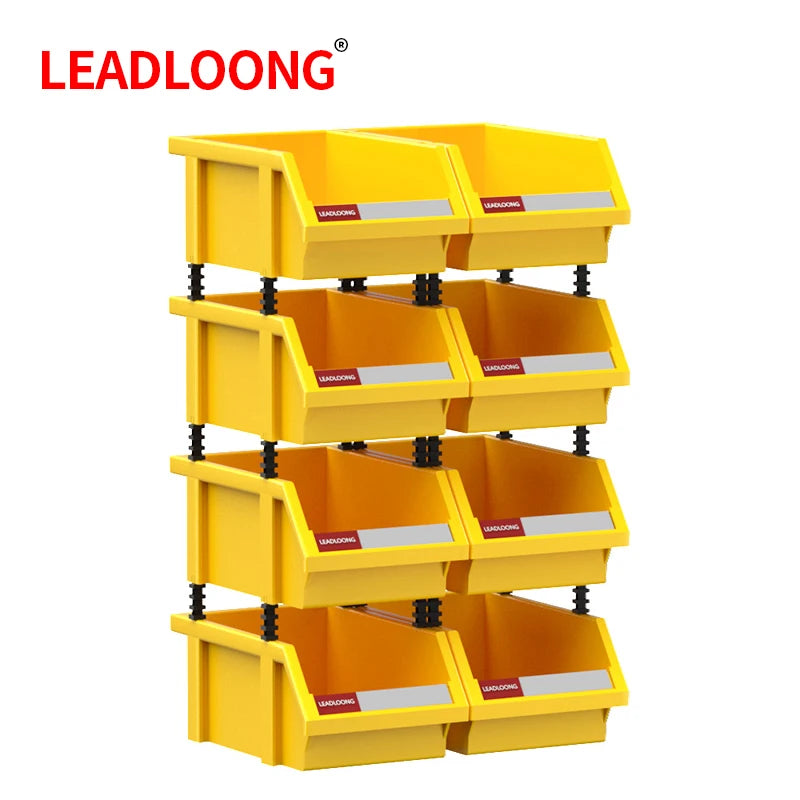 LEADLOONG X1 8pcs 180*120*80MM/7X4.7*3.1inch Garage Storage Box Plastic Stackable Storage Bins Parts Storage Organizer