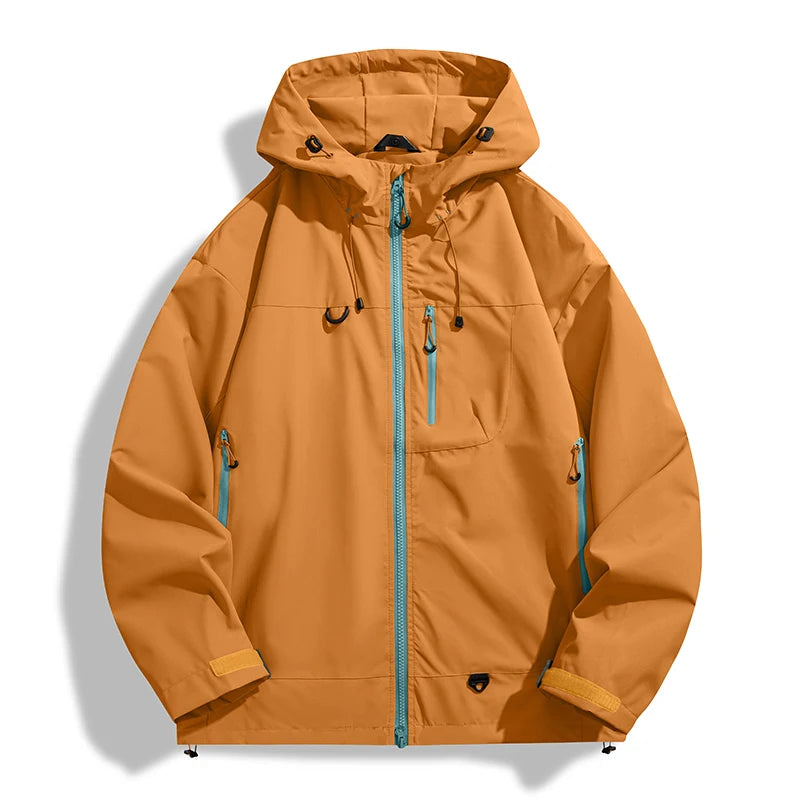 JNLN Unisex Waterproof Windbreaker Outdoor Sport Windproof Single-Layer Jacket Men Women Hiking Climbing Trekking Rain Coat