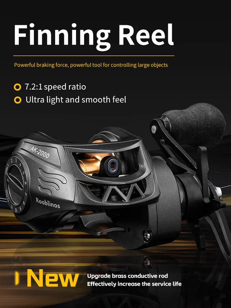 ROOBLINOS AK Spinning Reel, 7.2:1 Gear Ratio, 8kg Max Drag, Smooth Powerful Fishing Reel for Fresh & Saltwater