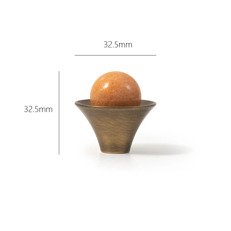 Tinyhob Vintage Antique Bronze Spotted Stone Kitchen Cabinet Furniture Handle with Base / Brass Cupboard Pull Shoe Cabinets