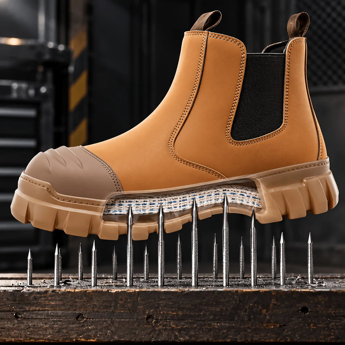 LAVSHEE Men's Anti-Kick Puncture Resistant Work Safety Shoes Steel Toe Cap Industrial Boots