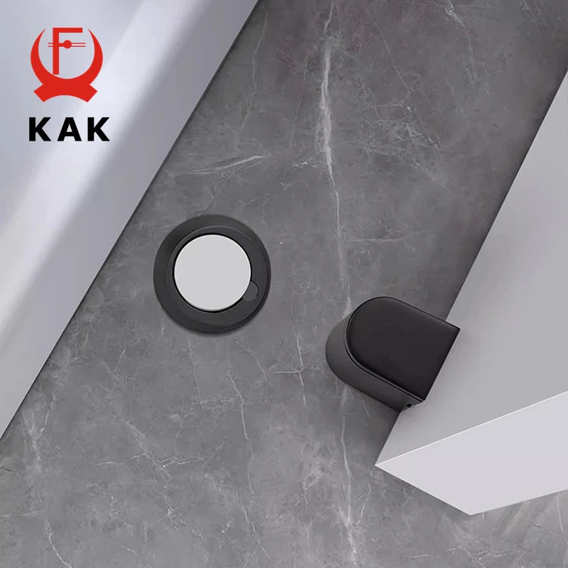 KAK Invisible Door Stopper Adjustable Magnetic Door Stop with Sticker Non-punch Wind-proof Hidden Door Holder Zinc Alloy Hardwar