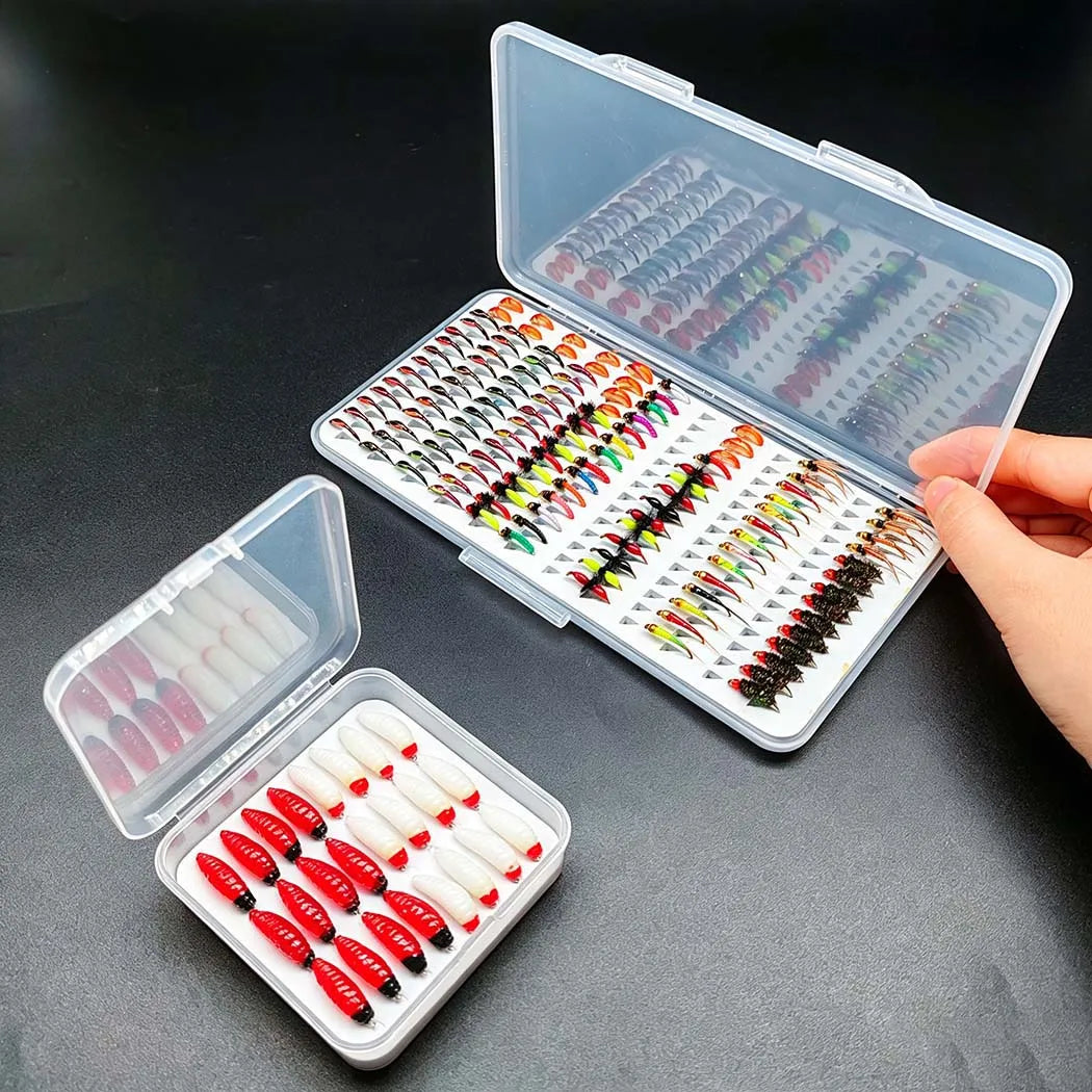 Fly Fishing Flies 2Boxes Bundle(Total 150Pcs Flies) Fly Fishing Bait Dry/Wet Fly Nymph Fly Fishing Lure Fly Box for Trout Salmon