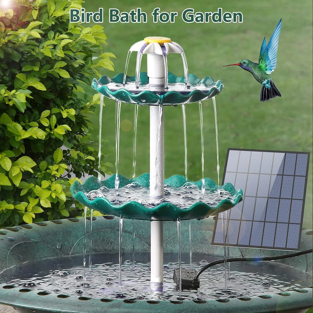 Solar Fountain 3.5W Solar Bird Bath Water Fountain, Detachable DIY Water Landscaping Bird Feeder Fountain for Bird Bath/Garden/Fish Tank