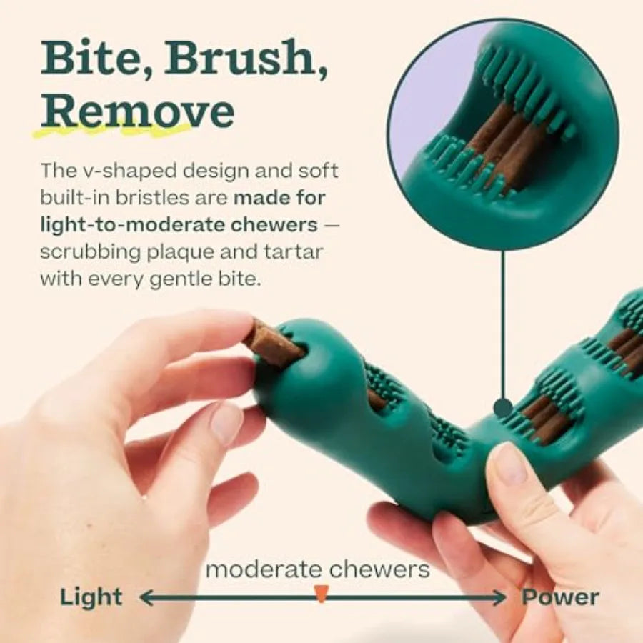 The Bite n' Brush - Dog Toothbrush Toy - Scrub Plaque and Tartar from Your Dog's Teeth and Mouth - Dog Dental Toy for Gentle Ch