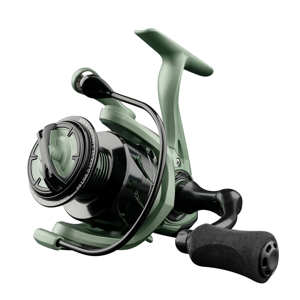 RF Spinning Reel Fishing Reel 5.2:1 Spin Green EVA Knob Fishing Wheel Saltwater Aluminum Spool