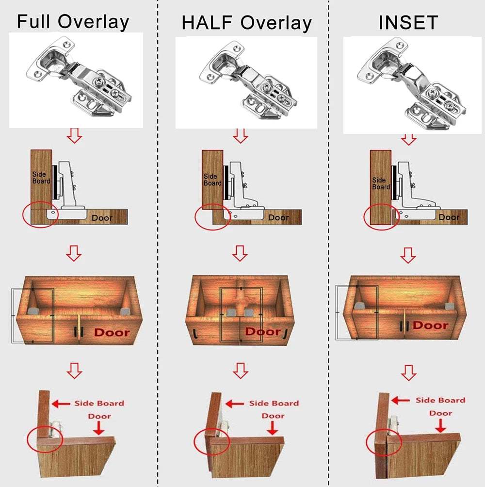 2-20Pcs Stainless Steel Cabinet Door Hinges Hydraulic Damper Buffer Soft Close Quiet Wardrobe Door Concealed Hinges with Screws