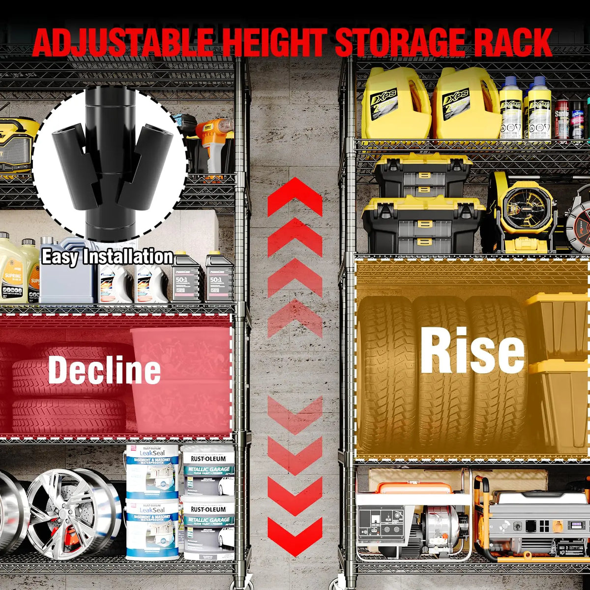 Heavy-Duty Rolling Metal Shelving for Real Storage with Wheels Storage Shelves Metal Shelving Units 5 Tier 2640 lb Capacity